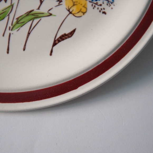 Set of 2 Vintage Lunastone Forest Flower Floral Stoneware 10 5/8" Dinner Plates - Picture 5 of 12